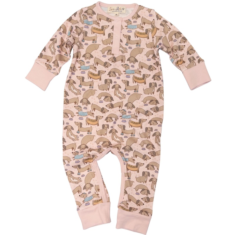 Dachshund Playsuit  – Dusty Rose by Luna and Arlo
