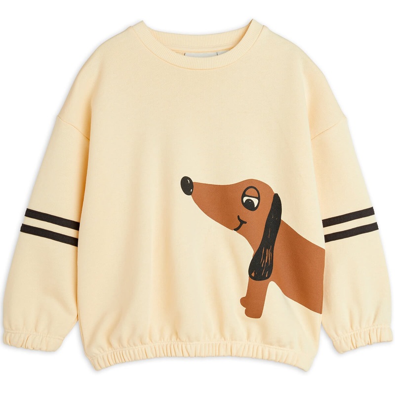 Dog Stripes Sweatshirt in Beige by Mini Rodini