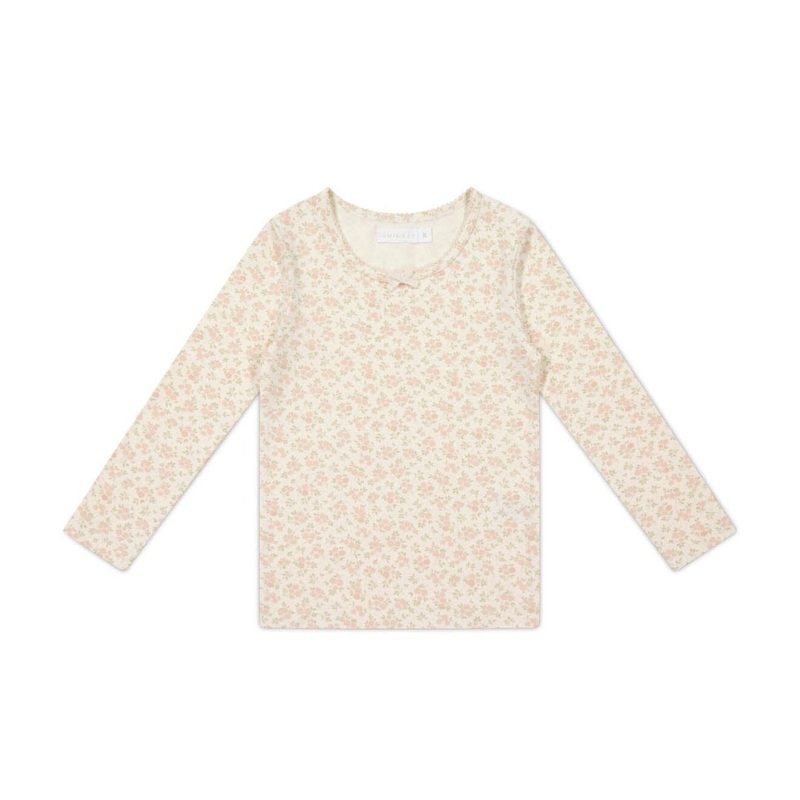 Jamie Kay Long Sleeve Top – Rosalie Floral Mauve – Organic Cotton