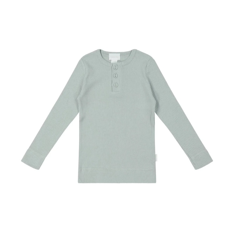 Jamie Kay Modal Long Sleeve Henley – Mineral – Organic Cotton