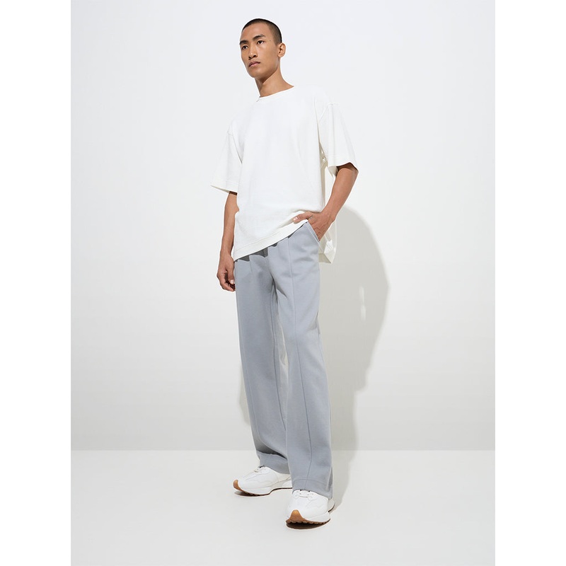 Studiofit Grey Relaxed-Fit Cotton-Blend Track Pants