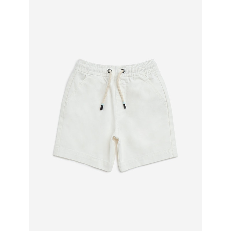 HOP Kids Off-White Mid-Rise Cotton-Blend Shorts