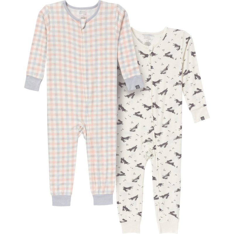2-Pack Baby & Toddler Neutral Blue Plaid Snug Fitting Footless Pajamas