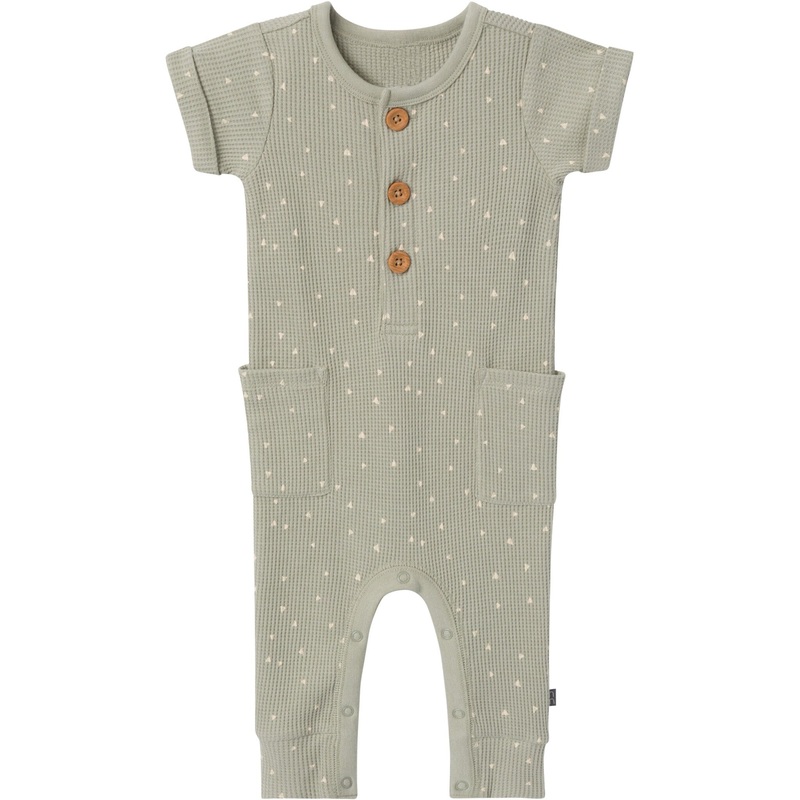 Baby Boys Green Triangles Short Sleeve Long Leg Romper