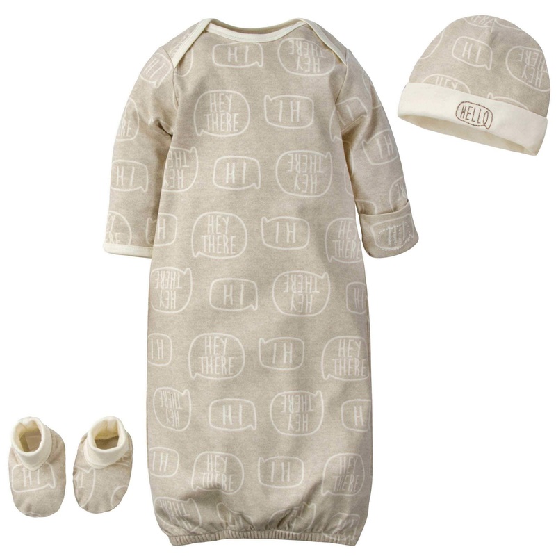 Gerber 3-Piece Baby Boys Hello Organic Gown, Cap & Booties Starter Set