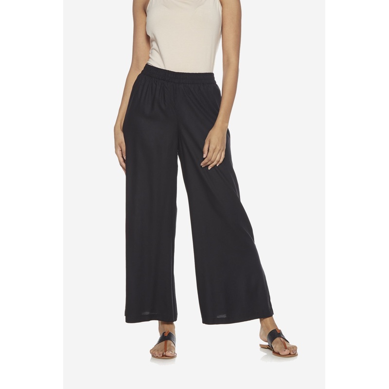 Utsa Black Solid Palazzos