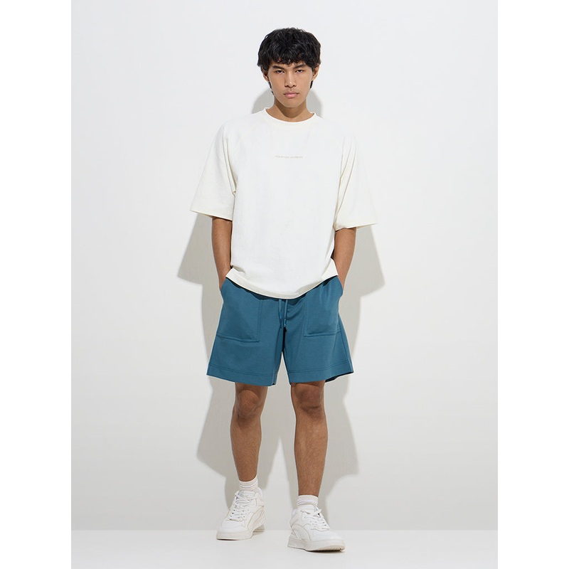 Studiofit Teal Relaxed-Fit Mid-Rise Shorts