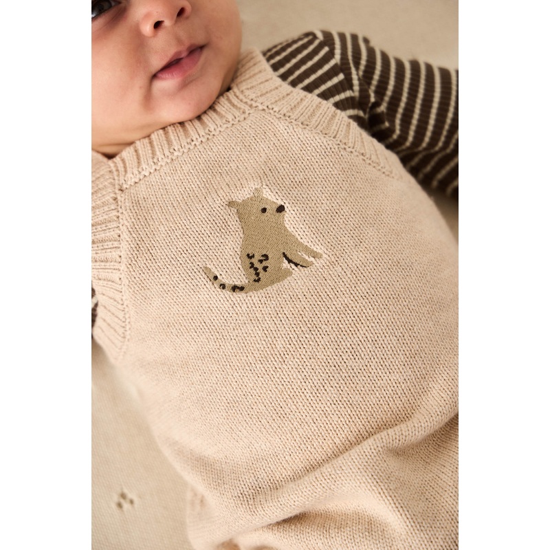 Ethan Playsuit – Oatmeal Marle Leopard