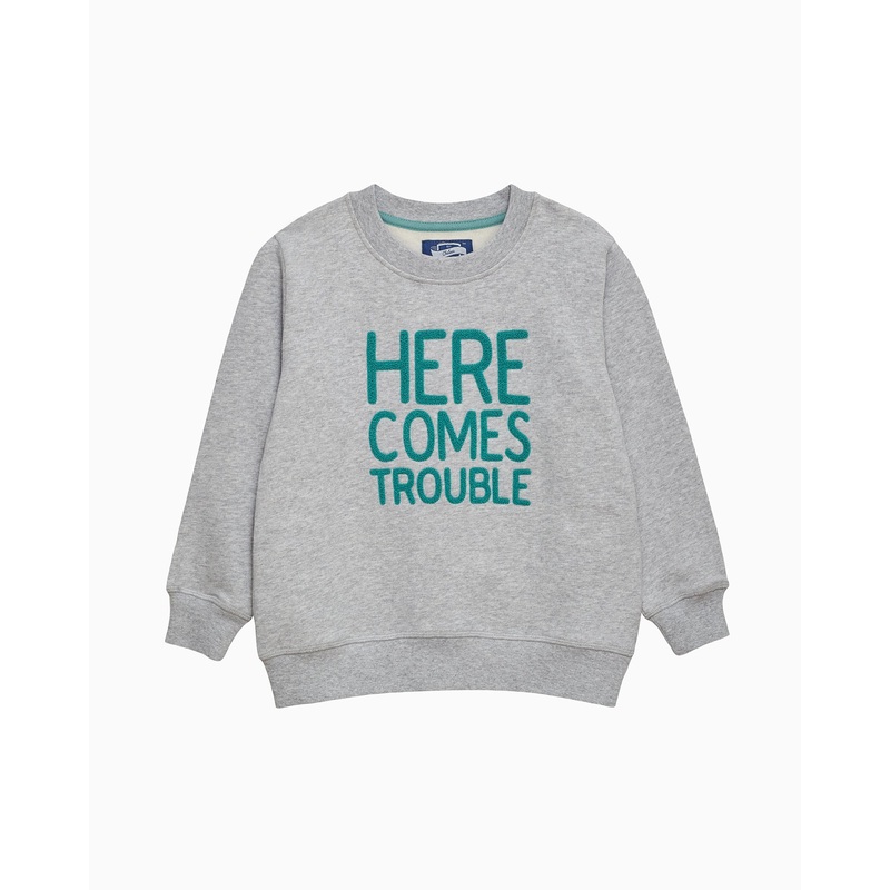Here Comes Trouble Sweatshirt in Grey/Green