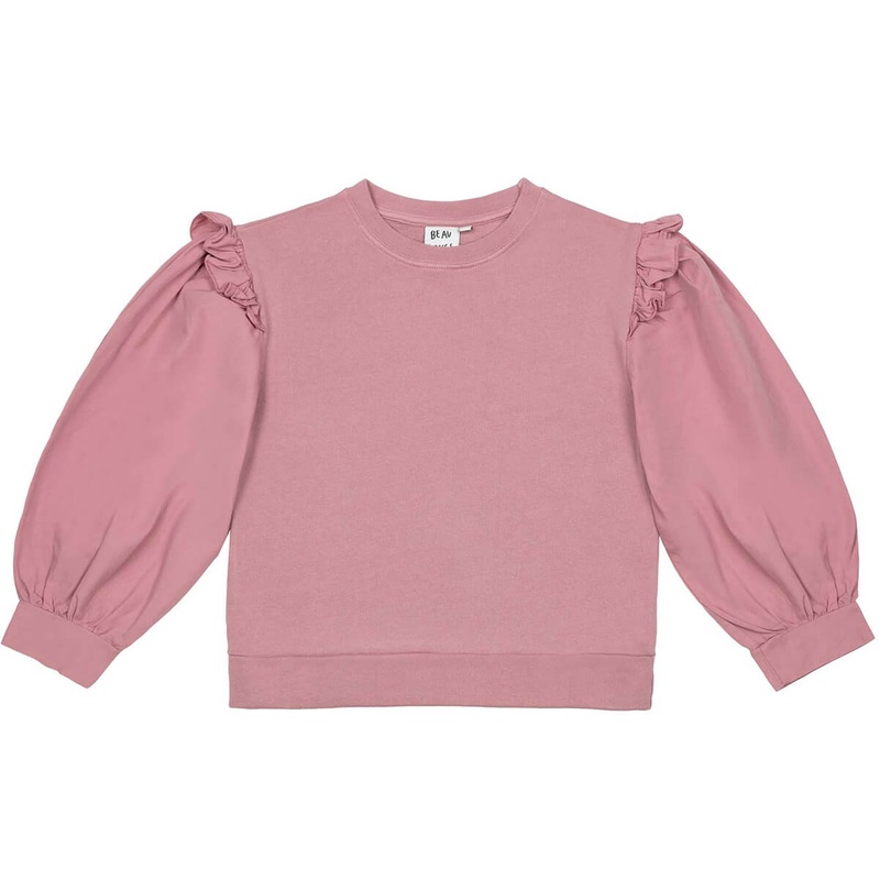 Ruffled Sweatshirt in Glitter Pink by Beau Loves