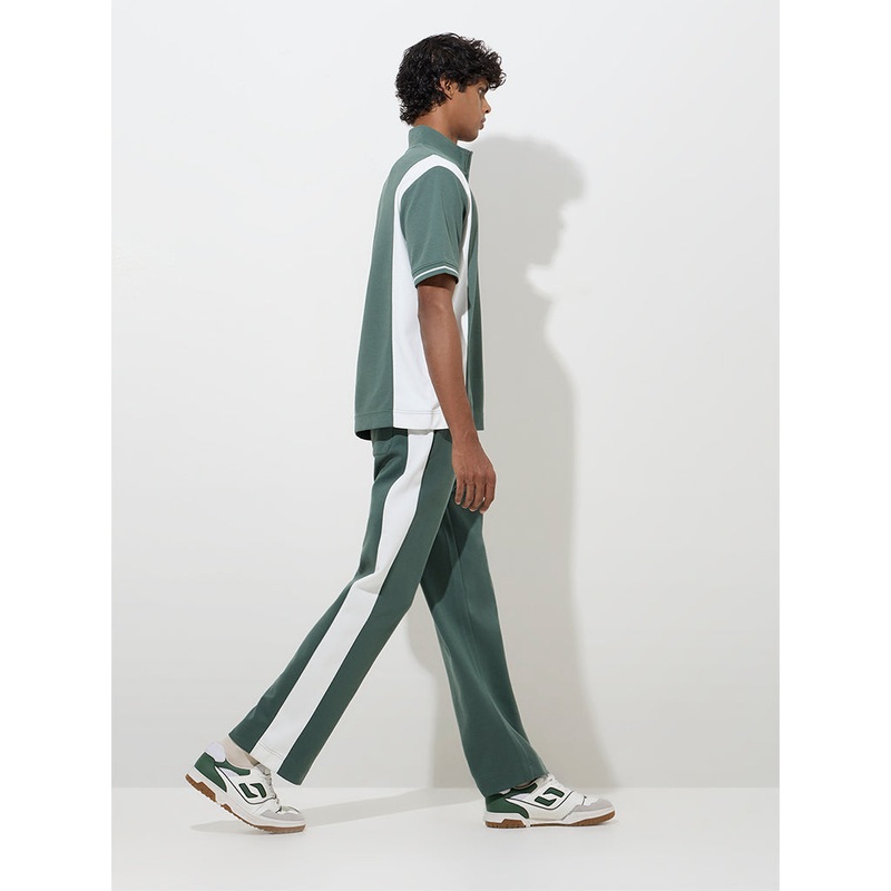 Studiofit Green Relaxed-Fit Cotton-Blend Track Pants