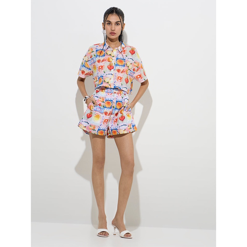 Nuon Multicolour Printed High-Rise Shorts