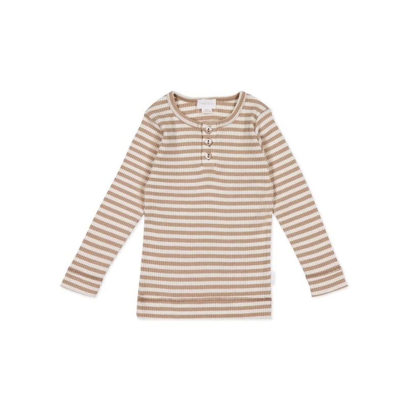 Jamie Kay Modal Long Sleeve Top | Narrow Stripe Baker/Cloud – Organic Cotton