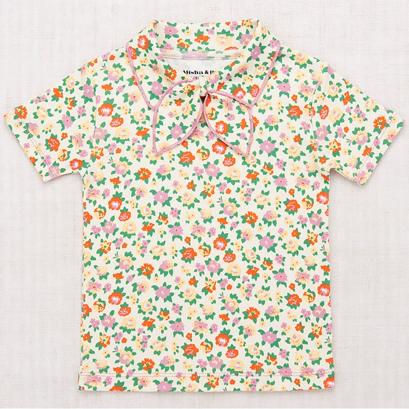 Junior Scout Tee in String / Hazy Lilac Brimfield by Misha & Puff