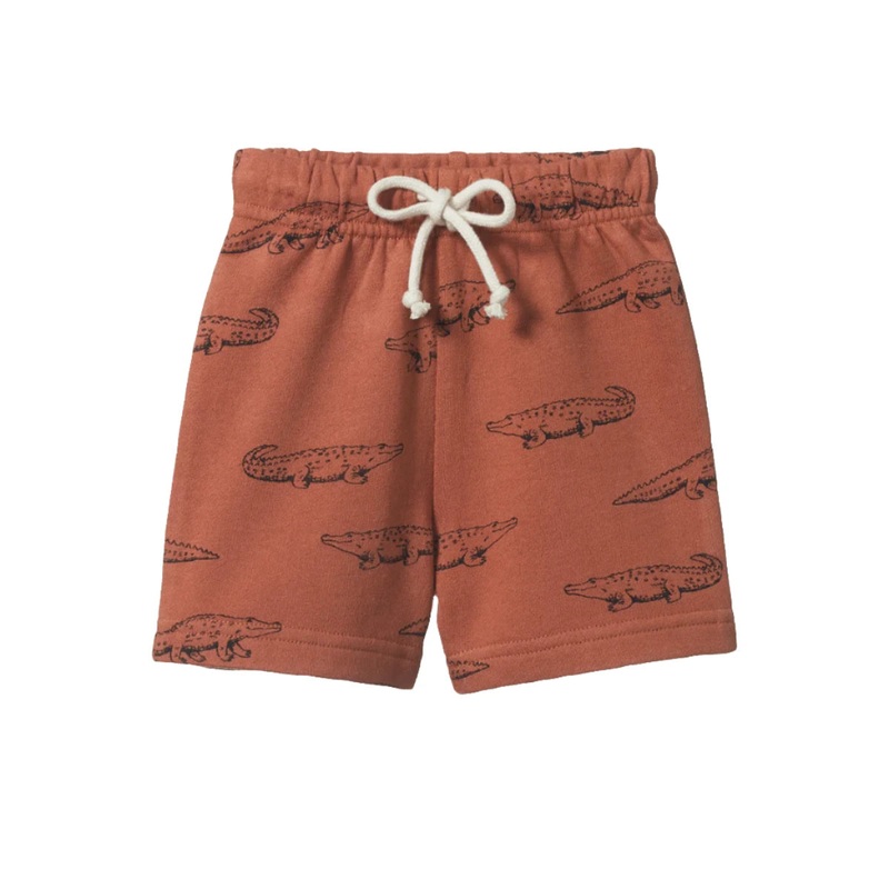 Nature Baby Jimmy Shorts Sweatshirt Knit – Crocodile Print