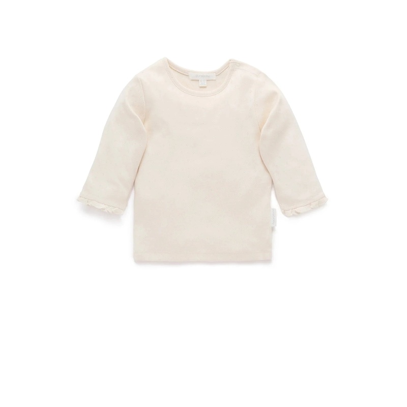 Purebaby – Pointelle Rib Layering Top | Cloud