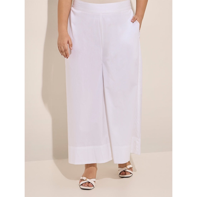 Diza White Solid Palazzos LBNU253622054456