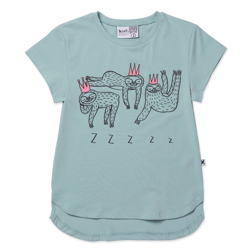 Minti Sleepy Sloths Tee – Muted Green