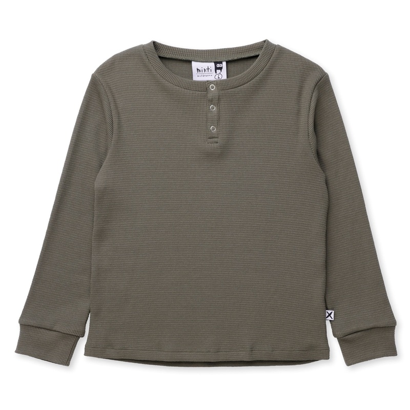 Minti Waffle Henley Tee – Khaki