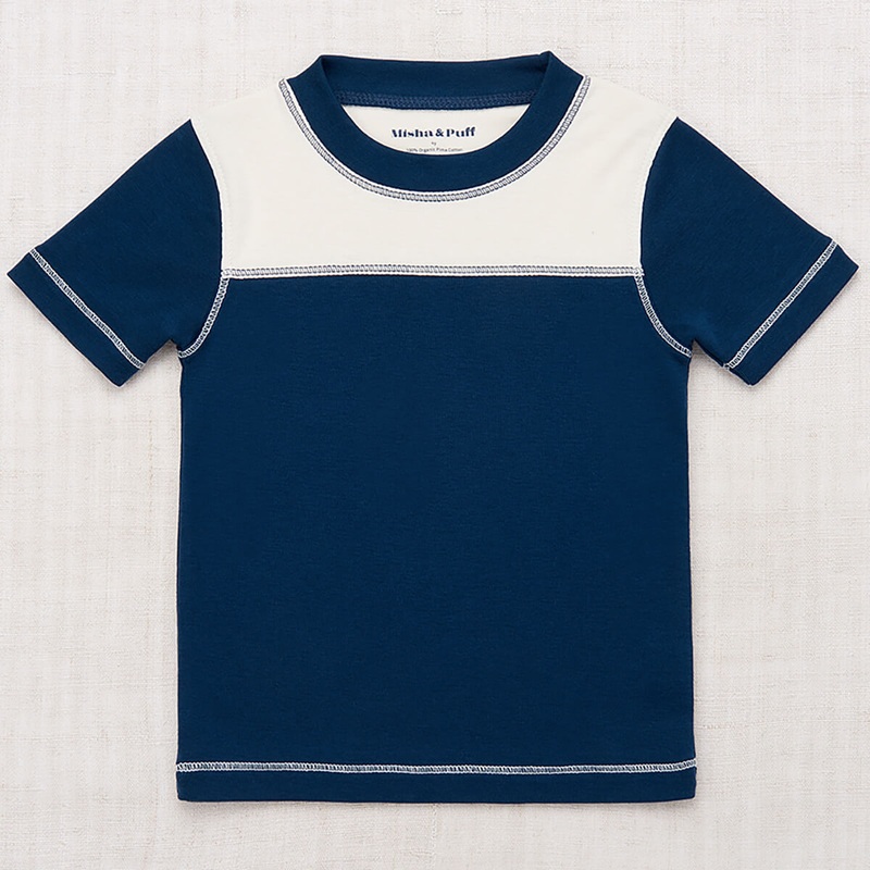 Bleacher Colourblock Tee in Marine Blue by Misha & Puff