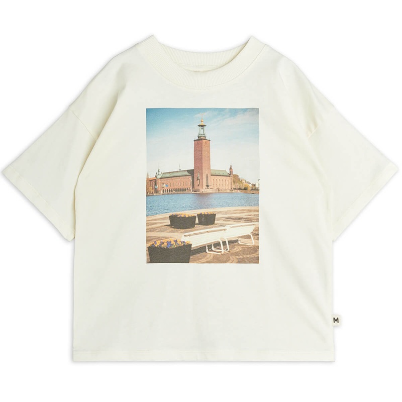 City Hall T Shirt in Off White by Mini Rodini