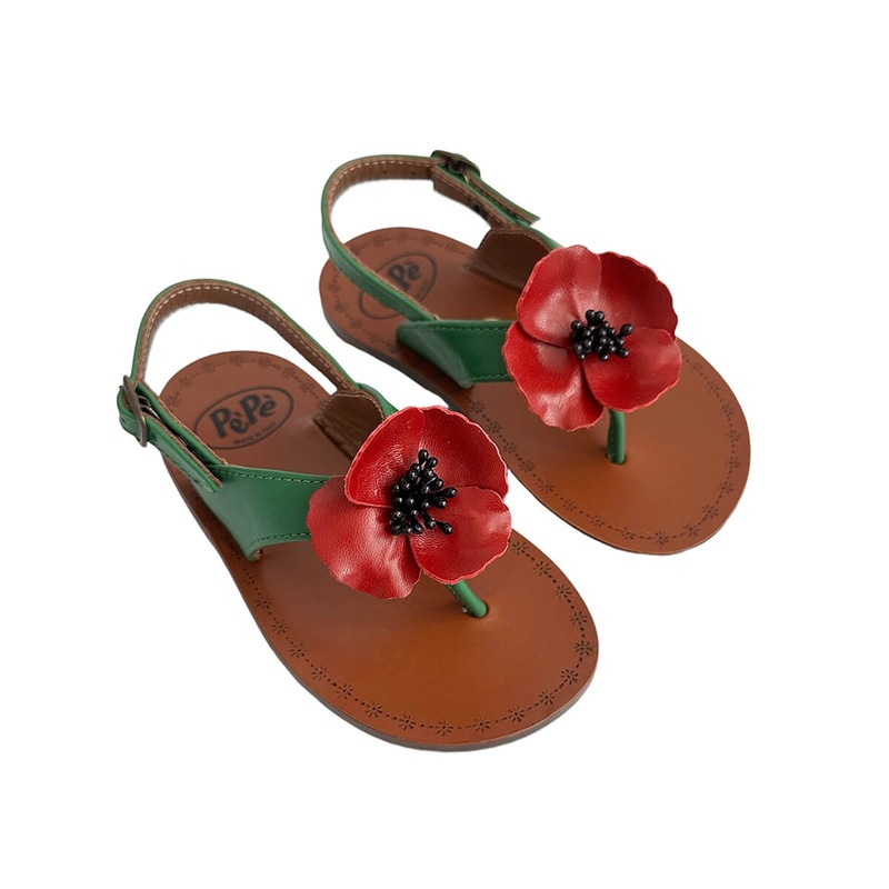 Juliet Flower Thong Sandals in Heritage Green by PP