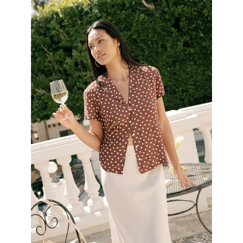 Lena Top – Brown Polka Dots