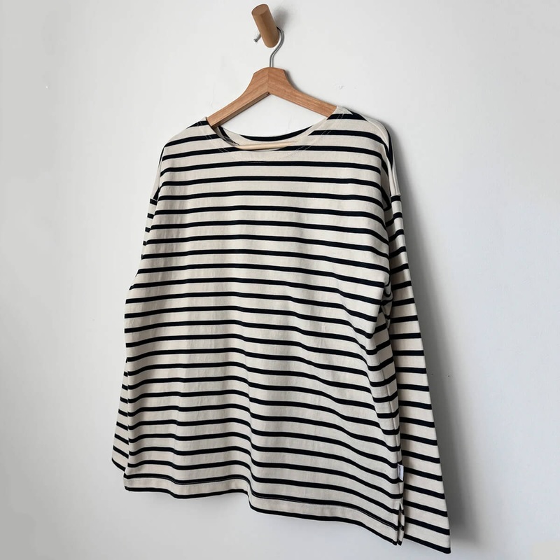 Marseille Boat Neck Top in Navy Stripe by Le Bon Shoppe