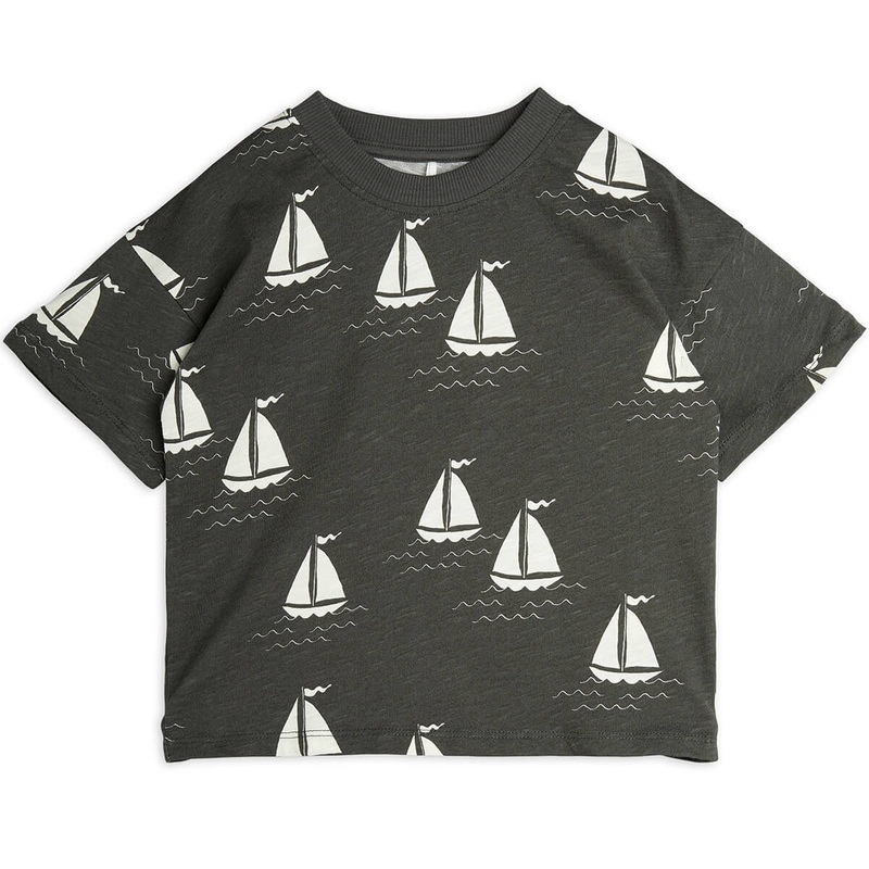Sailing Boats T Shirt in Grey by Mini Rodini