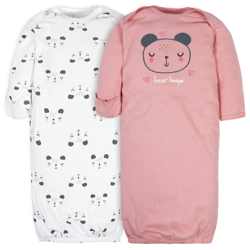 Gerber 2-Pack Baby Girls Bear Gowns