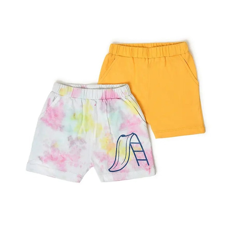 Kids Tie & Dyed Shorts- Pack of 2