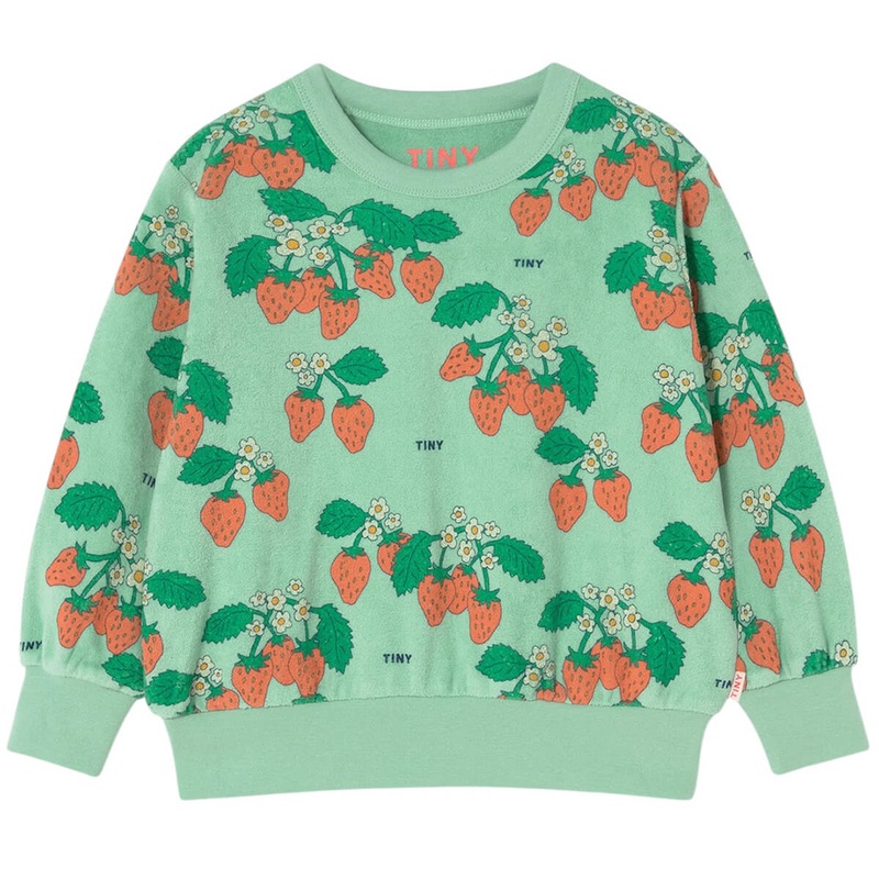 Strawberries Sweatshirt in Washed Emerald by Tinycottons