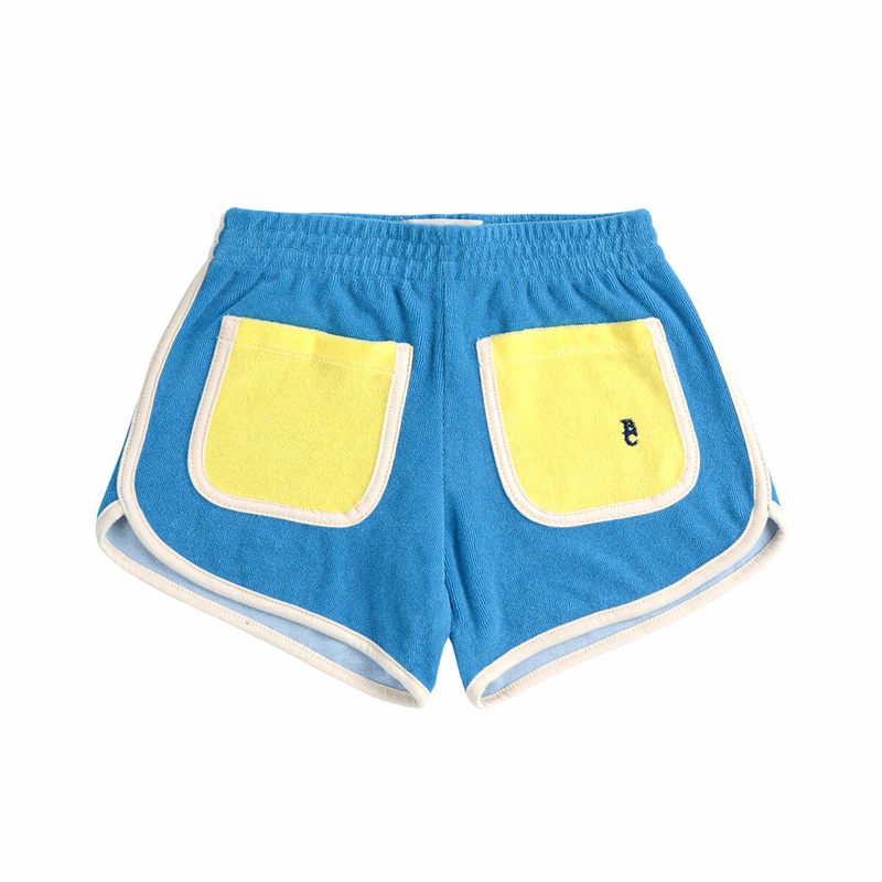 Blue Colour Block Terry Shorts by Bobo Choses