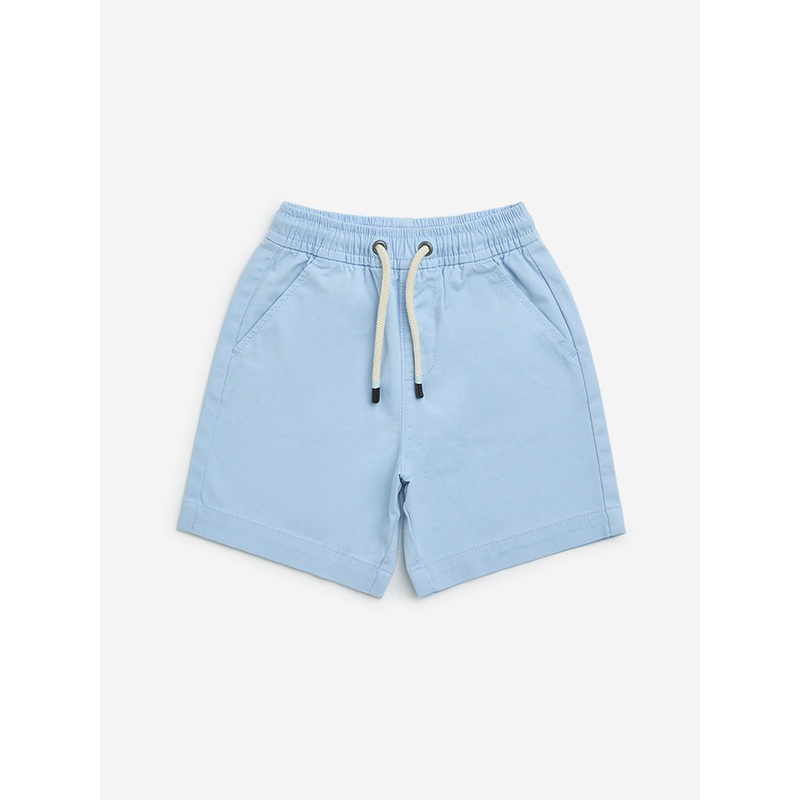 HOP Kids Light Blue Mid-Rise Cotton Shorts LBNU253622049642