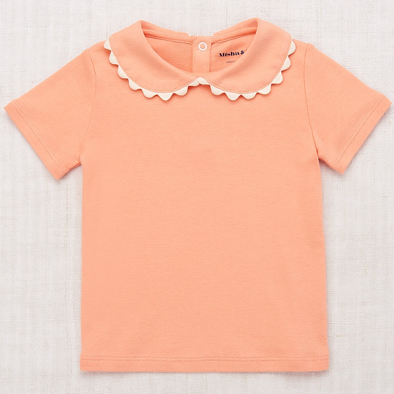 Jumbo Rickrack Collar Tee in Flamingo by Misha & Puff