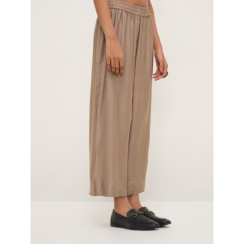 Zuba Light Taupe High-Rise Ethnic Pants