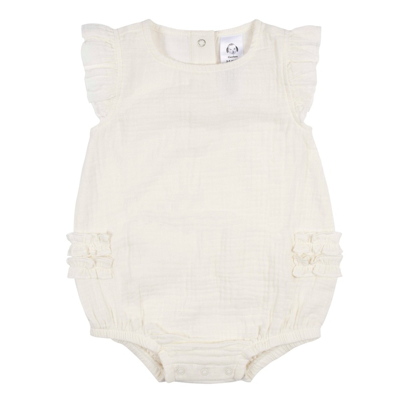 Baby Girls Ivory Gauze Bubble Romper