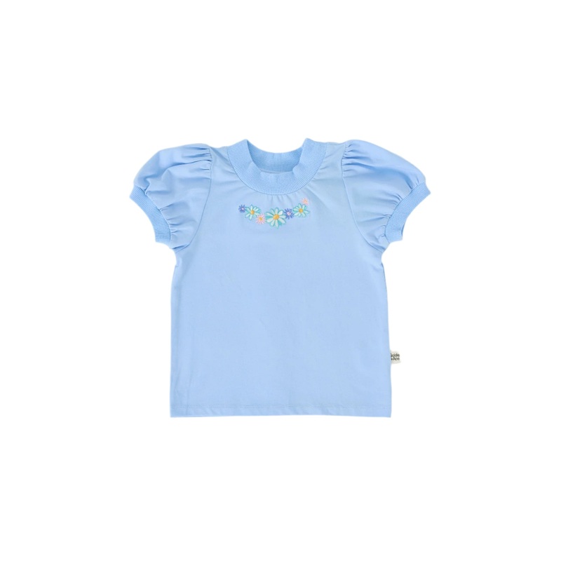 Goldie & Ace – Eden Embroidered Puff Sleeve T-Shirt | Sky Blue