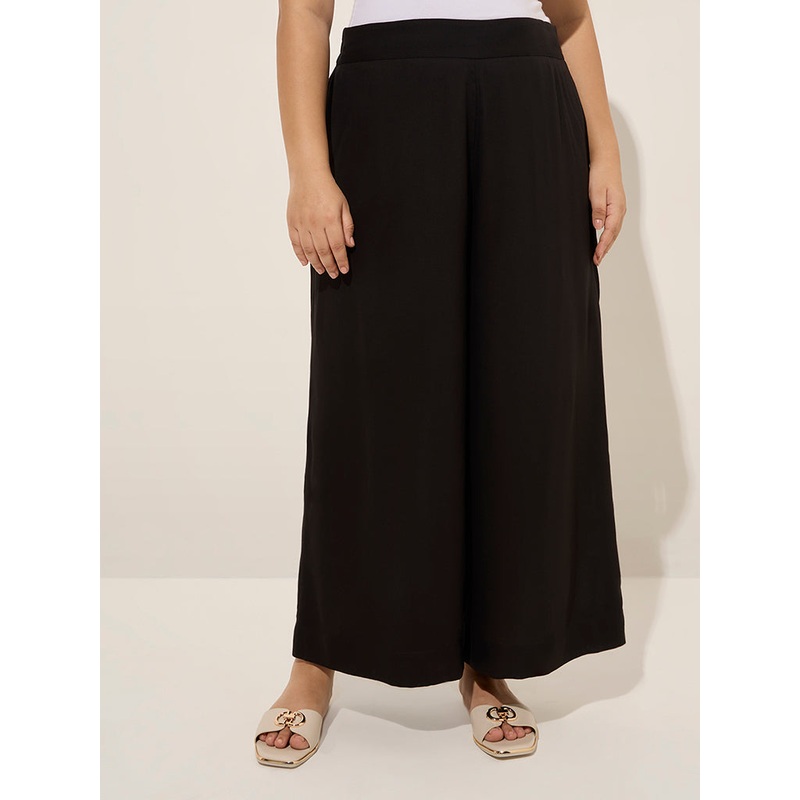Diza Black Solid Palazzos LBNU253622056115