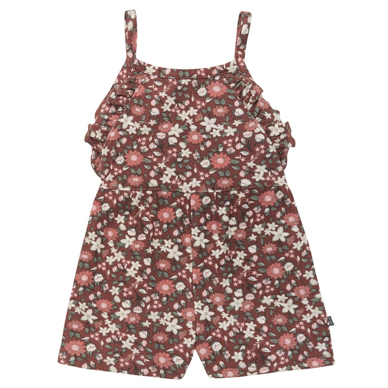Infant & Toddler Girls Brown Star Floral Ruffle Romper