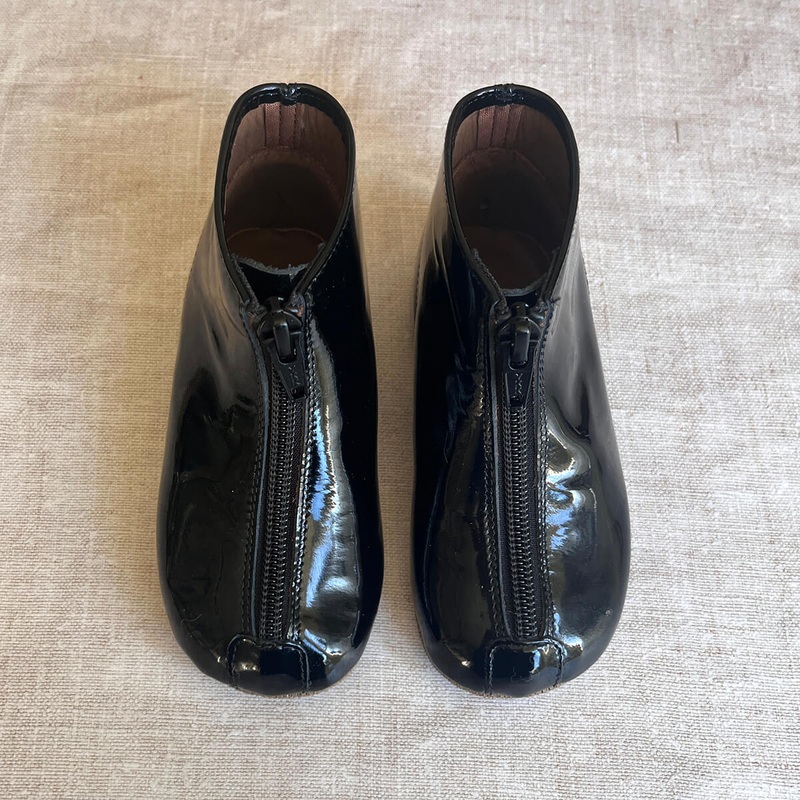 Patent Leather Booties in Black by PP