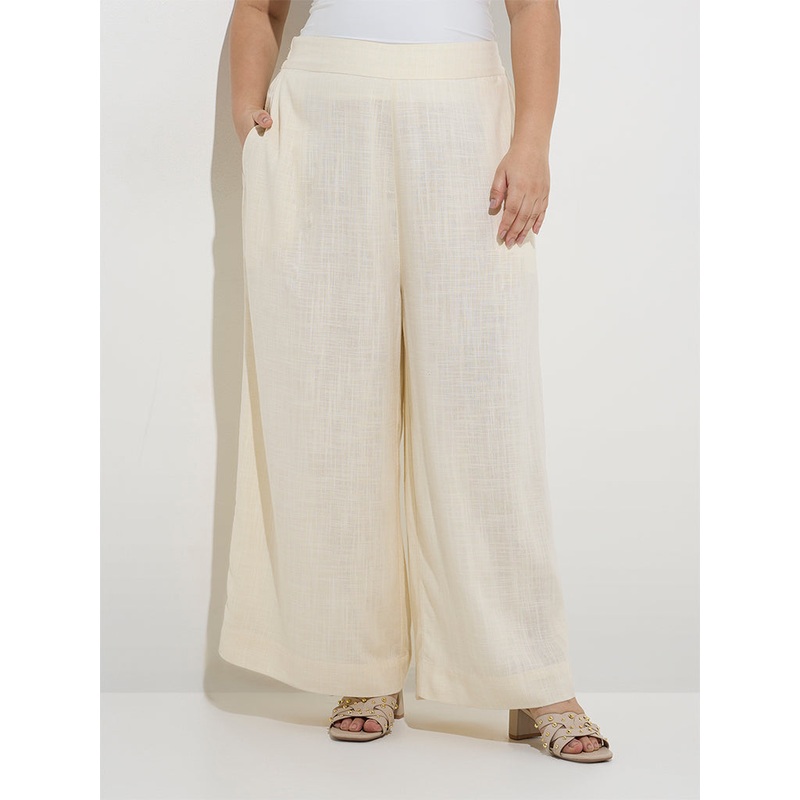 Diza Light Beige Solid Palazzos