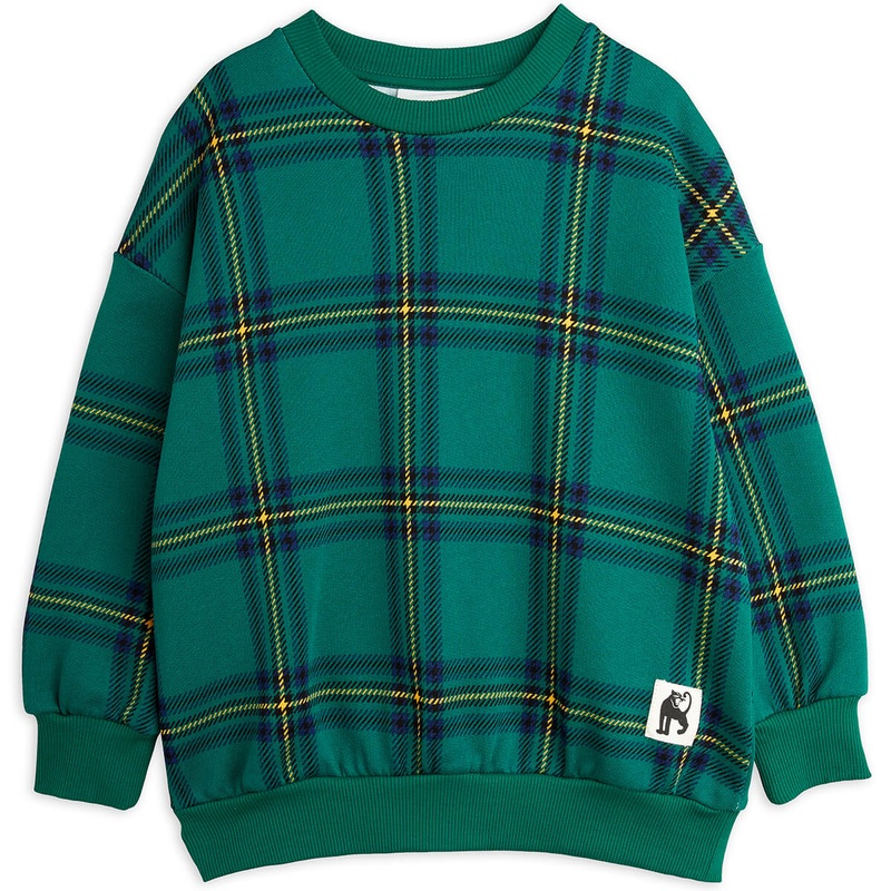 Check AOP Sweatshirt in Green by Mini Rodini