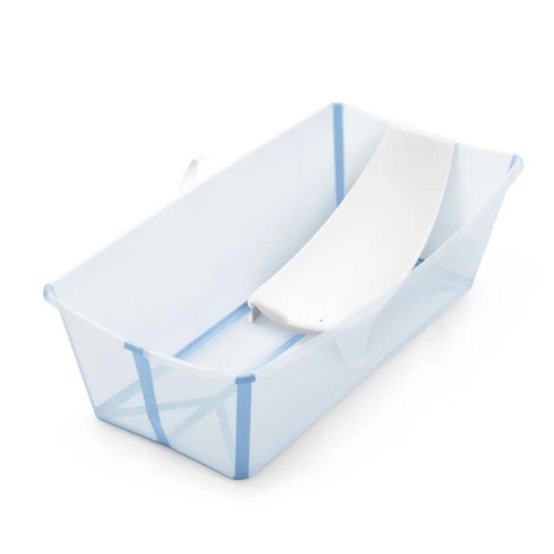 Stokke Flexi Bath X-Large Heat Sensitive Tub + Newborn Support – Transparent Blue