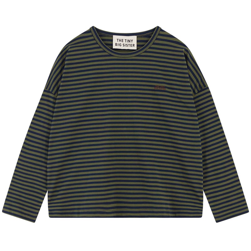 Striped Long Sleeve Tee in Khaki / Navy by The Tiny Big Sister