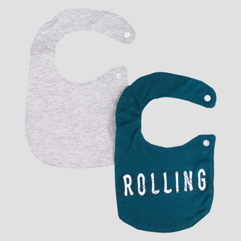 Teal & Grey Funfair Bibs (2-Pack)