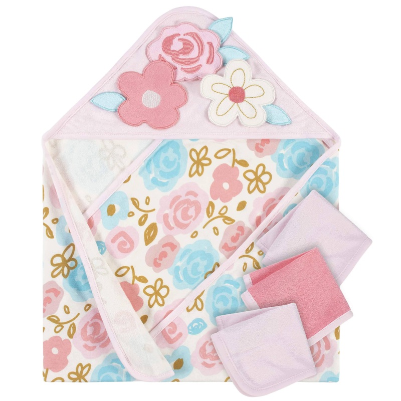 4-Piece Girls Princess Hooded Towel & Washcloth Set