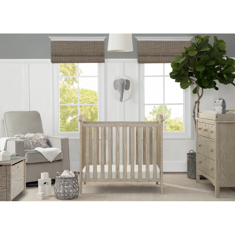 Farmhouse Mini Baby Crib with 2.75-inch Mattress