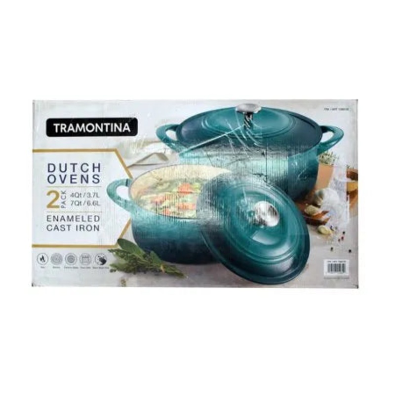 Teal Enameled Cast Iron Dutch Ovens – 2 Pack