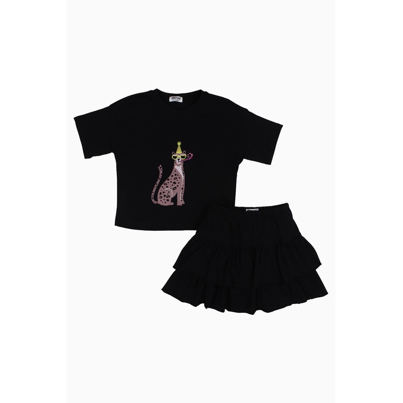 Girls Cotton Outfit Set  Black